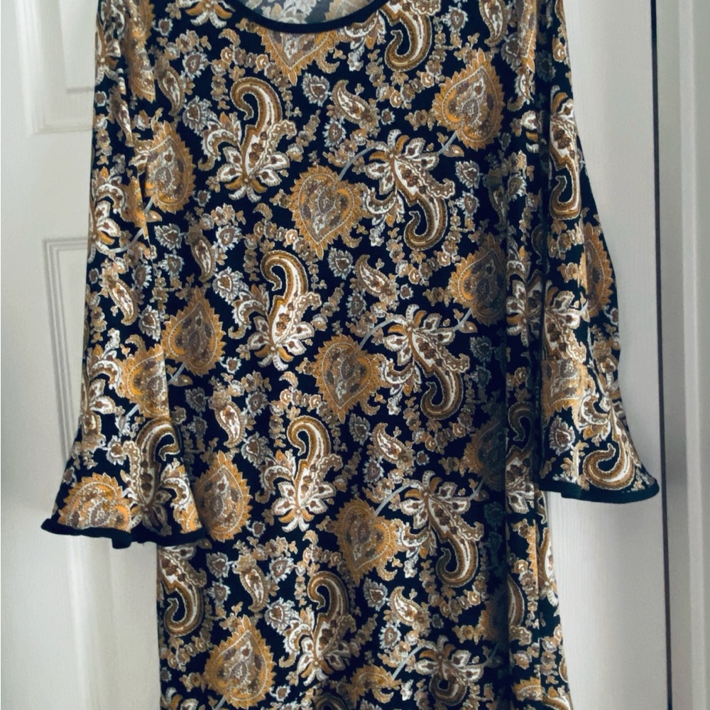 Michael Kors Black and Gold Paisley Dress